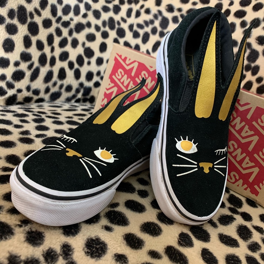 Vans Kids Bunny Ears Black Slip On shoes girls 11
